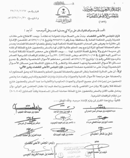 قرار المجلس الأعلى للقضاء رقم (35/11/1167) وتاريخ 30-10-1435هـ